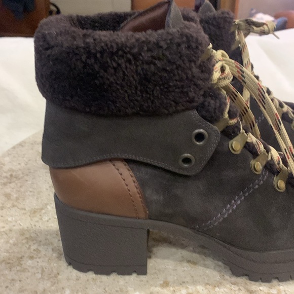 NWOT SEE BY CHLOÉ Eileen leather Lace-Up Shearling-Lined Hiking Boots Size 10.5 - Picture 11 of 15